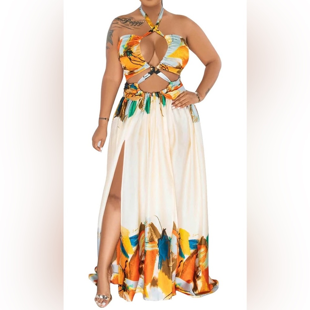 🔥 Multicolor Halter Maxi Dress 🔥